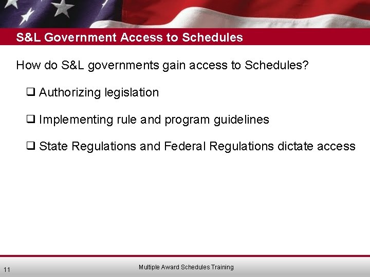 S&L Government Access to Schedules How do S&L governments gain access to Schedules? ❑