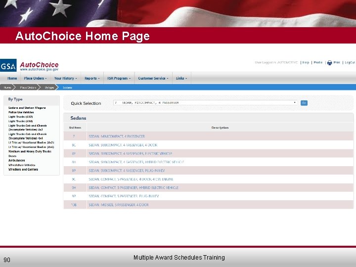 Auto. Choice Home Page 90 Multiple Award Schedules Training 