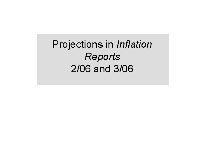 Projections in Inflation Reports 2/06 and 3/06 