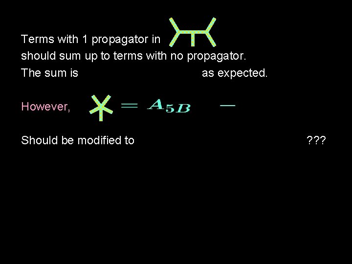 Terms with 1 propagator in should sum up to terms with no propagator. The