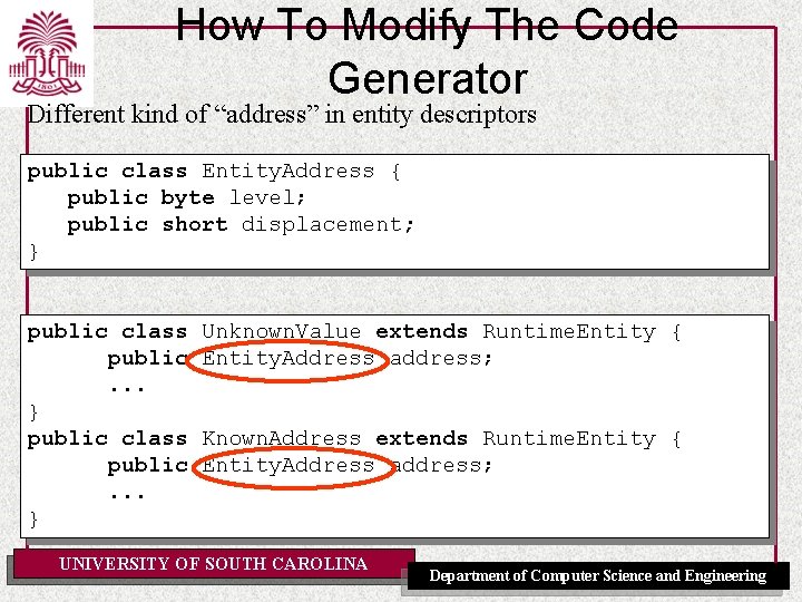 How To Modify The Code Generator Different kind of “address” in entity descriptors public