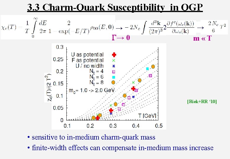 3. 3 Charm-Quark Susceptibility in QGP → G→ 0 2 → m «T [Riek+RR