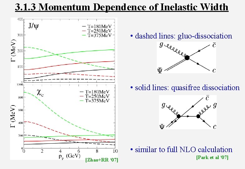 3. 1. 3 Momentum Dependence of Inelastic Width • dashed lines: gluo-dissociation • solid