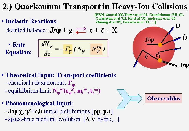 2. ) Quarkonium Transport in Heavy-Ion Collisions • Inelastic Reactions: [PBM+Stachel ’ 00, Thews