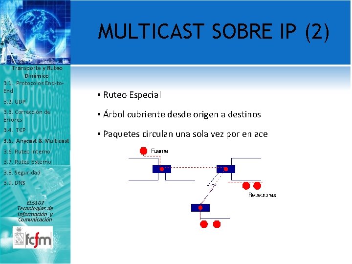 MULTICAST SOBRE IP (2) Transporte y Ruteo Dinámico 3. 1. Protocolos End-to. End 3.