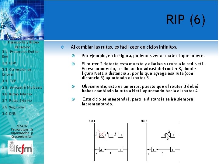 RIP (6) Transporte y Ruteo Dinámico 3. 1. Protocolos End-to. End 3. 2. UDP