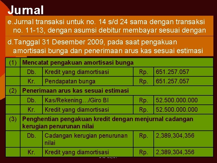 Jurnal e. Jurnal transaksi untuk no. 14 s/d 24 sama dengan transaksi no. 11