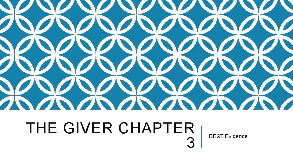 THE GIVER CHAPTER 3 BEST Evidence 