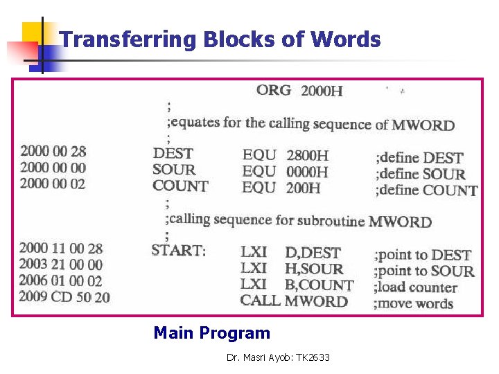 TK 2633 MICROPROCESSOR INTERFACING Programming Techniques LECTURER DR