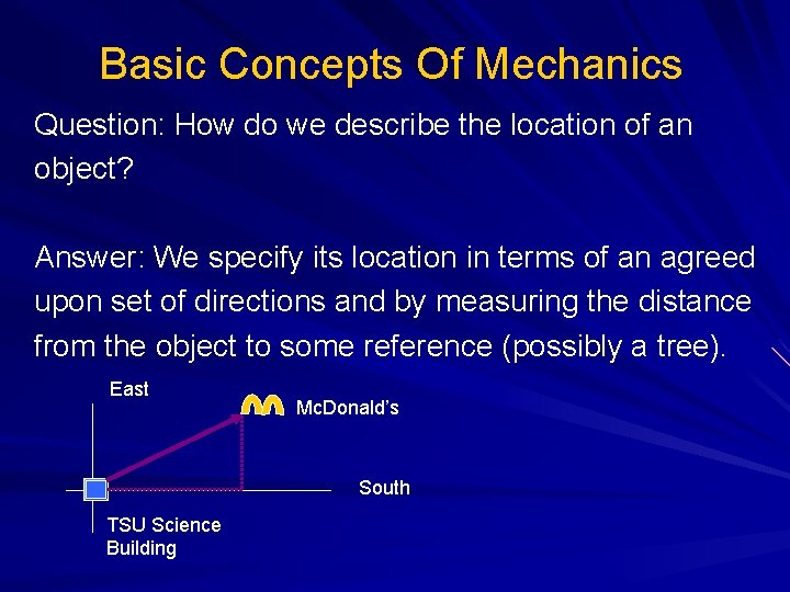 Basic Concepts Of Mechanics Question: How do we describe the location of an object?