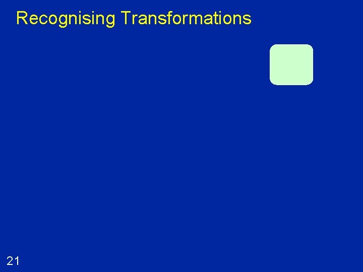 Recognising Transformations 21 