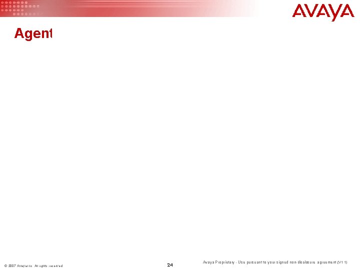 Agent. States © 2007 Avaya Inc. All rights reserved. 24 Avaya Proprietary - Use