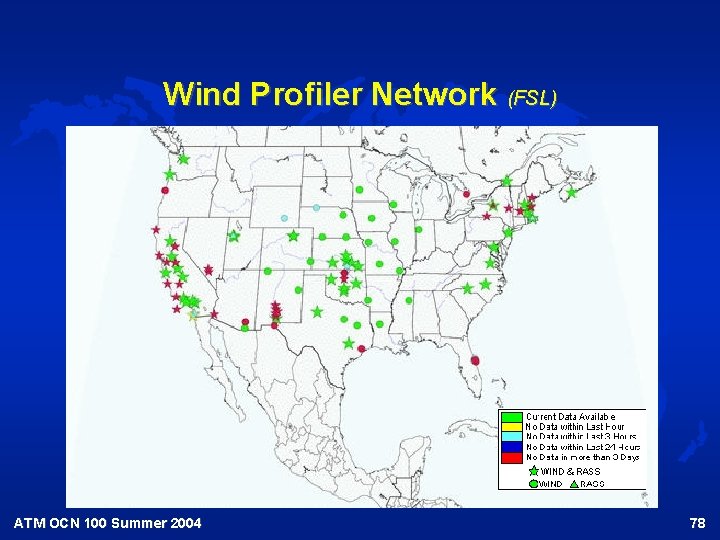 Wind Profiler Network (FSL) ATM OCN 100 Summer 2004 78 