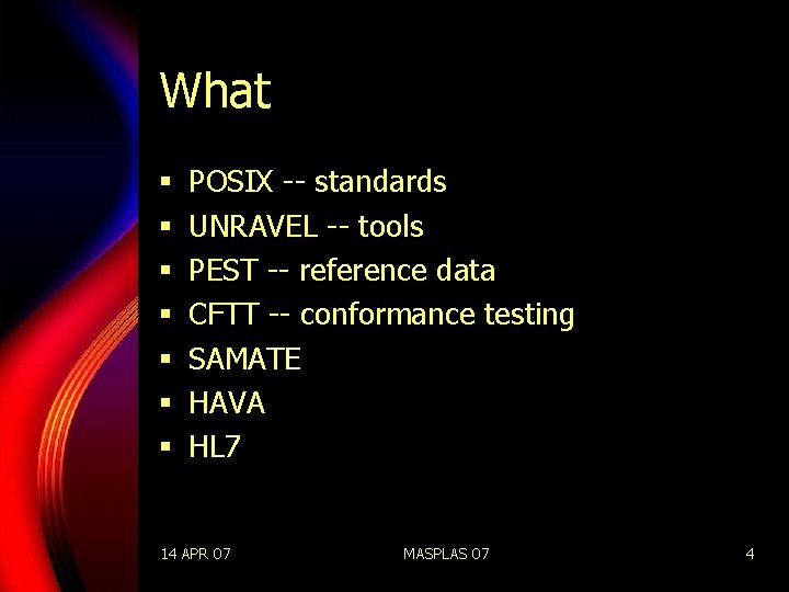 What § § § § POSIX -- standards UNRAVEL -- tools PEST -- reference