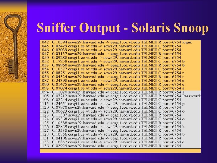 Sniffer Output - Solaris Snoop 