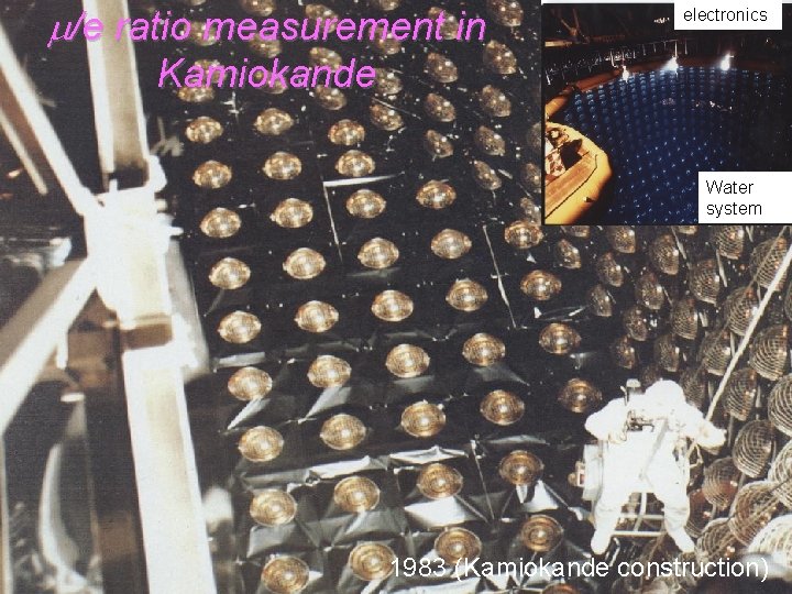 m/e ratio measurement in electronics Kamiokande Water system 1983 (Kamiokande construction) 