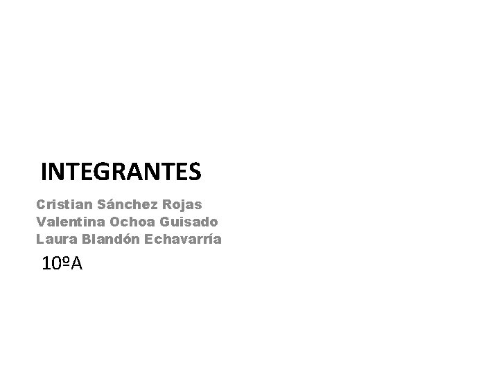 INTEGRANTES Cristian Sánchez Rojas Valentina Ochoa Guisado Laura Blandón Echavarría 10ºA 