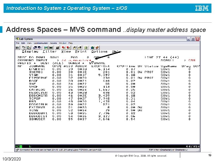 Introduction to System z Operating System – z/OS Address Spaces – MVS command. .