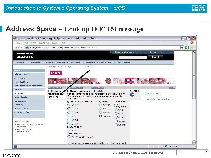 Introduction to System z Operating System – z/OS Address Space – Look up IEE