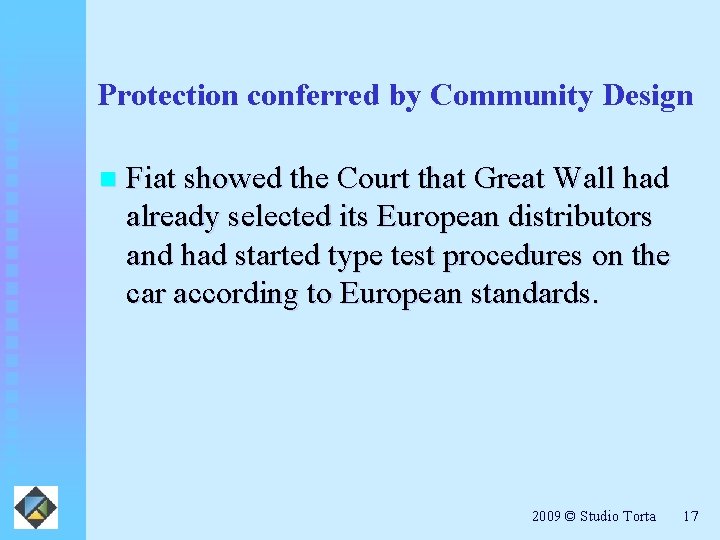 Protection conferred by Community Design n Fiat showed the Court that Great Wall had