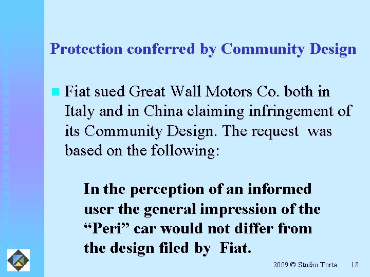 Protection conferred by Community Design n Fiat sued Great Wall Motors Co. both in