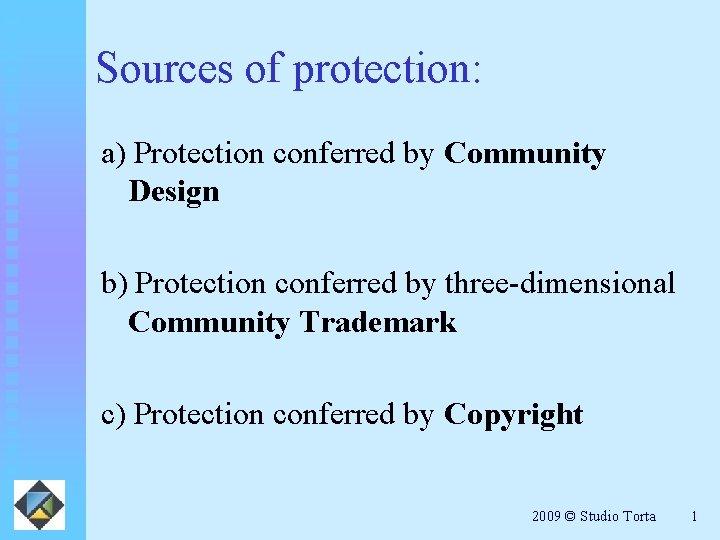 Sources of protection: a) Protection conferred by Community Design b) Protection conferred by three-dimensional