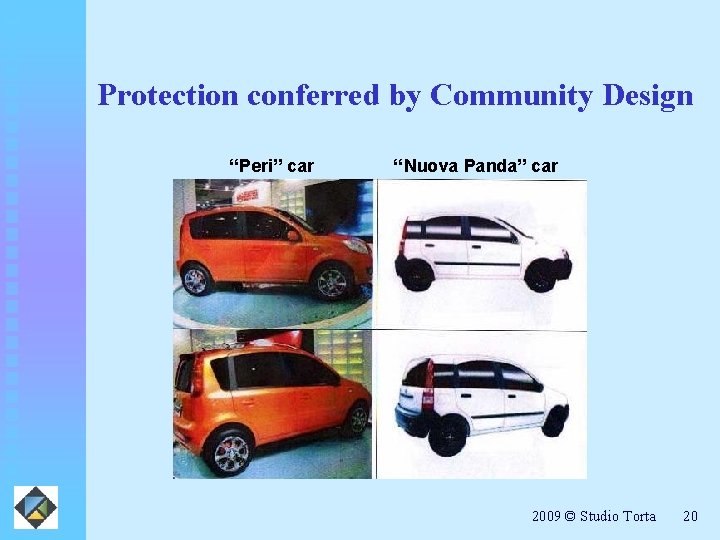 Protection conferred by Community Design “Peri” car “Nuova Panda” car 2009 © Studio Torta