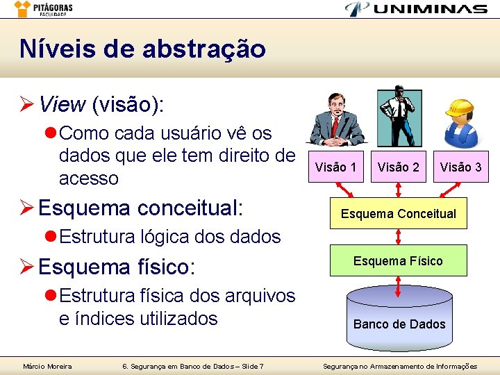 Níveis de abstração Ø View (visão): l Como cada usuário vê os dados que