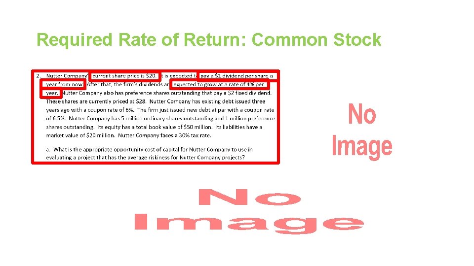 Required Rate of Return: Common Stock 