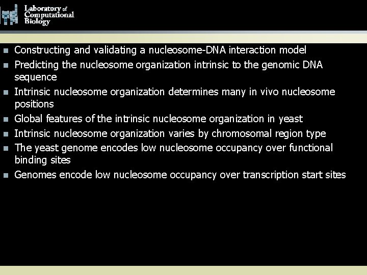 Paragraph Heading Example n n n n Constructing and validating a nucleosome-DNA interaction model