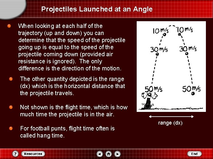 Projectiles Launched at an Angle When looking at each half of the trajectory (up