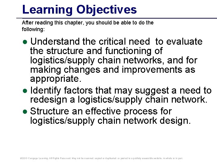 Learning Objectives After reading this chapter, you should be able to do the following: