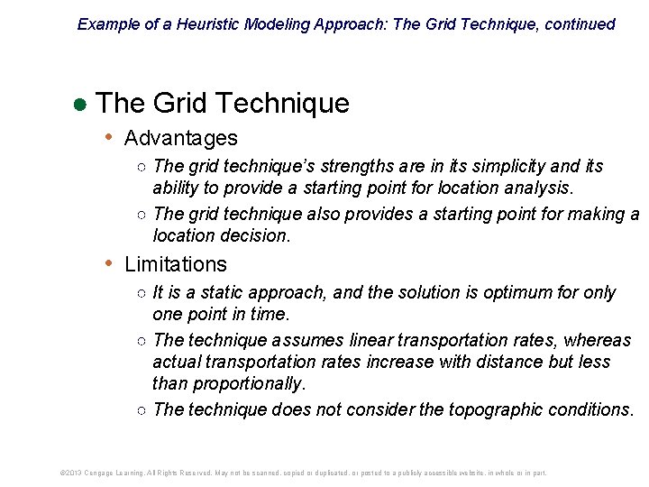 Example of a Heuristic Modeling Approach: The Grid Technique, continued ● The Grid Technique