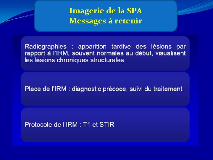 Imagerie de la SPA Messages à retenir 