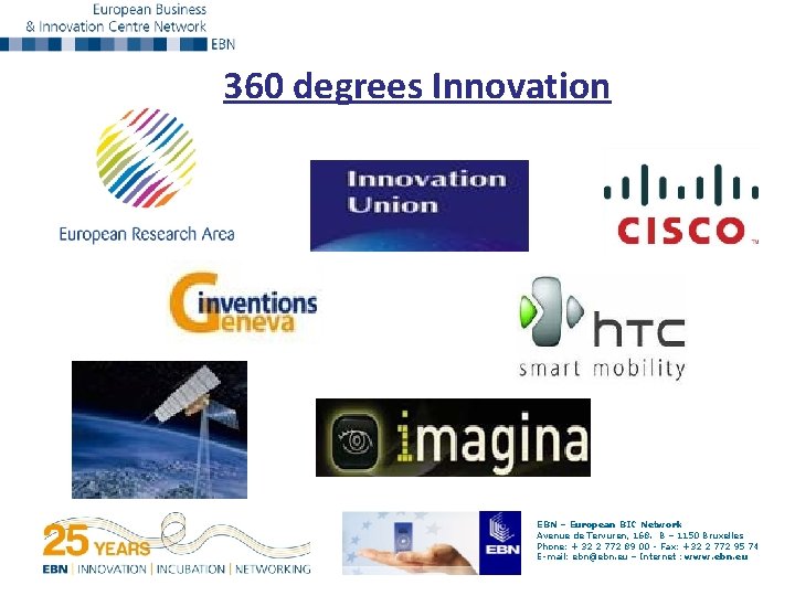 360 degrees Innovation EBN – European BIC Network Avenue de Tervuren, 168. B –