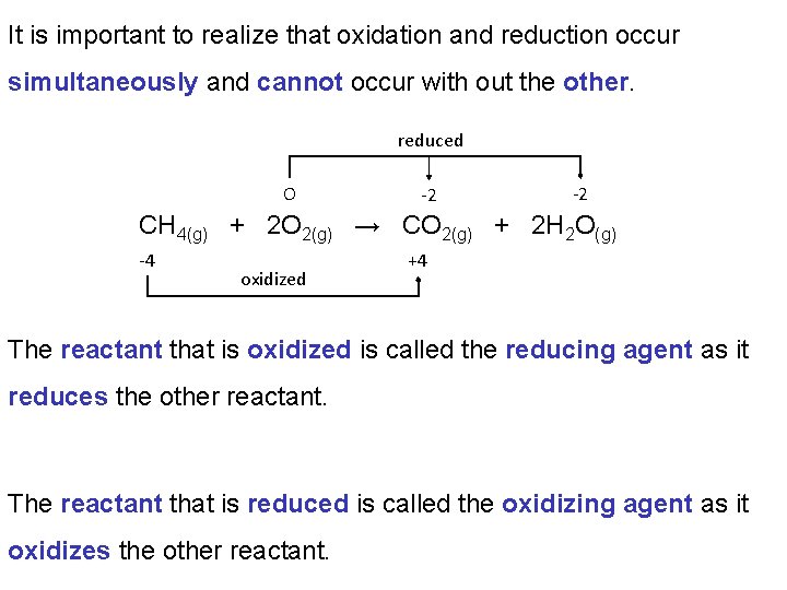 It is important to realize that oxidation and reduction occur simultaneously and cannot occur