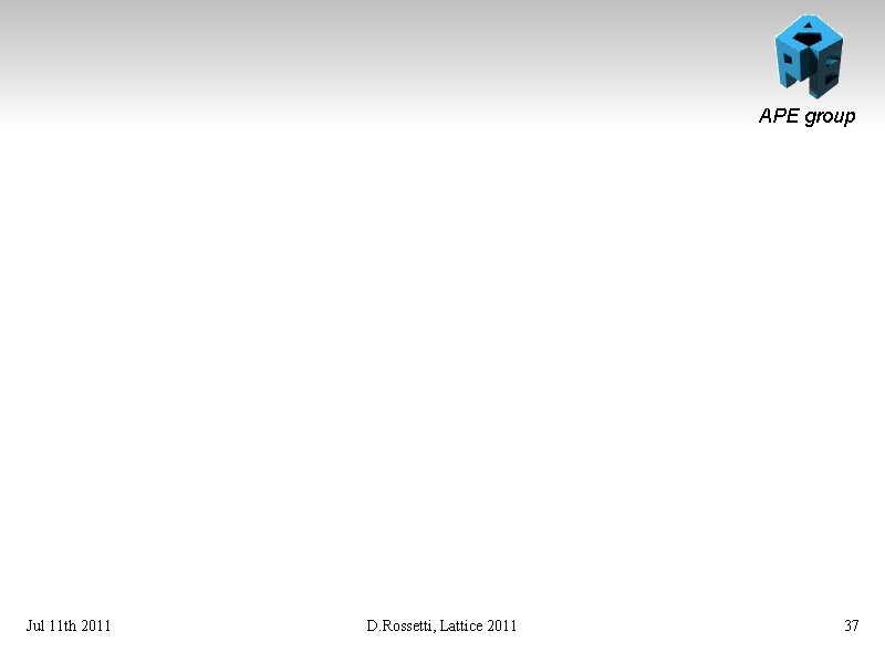 APE group Jul 11 th 2011 D. Rossetti, Lattice 2011 37 