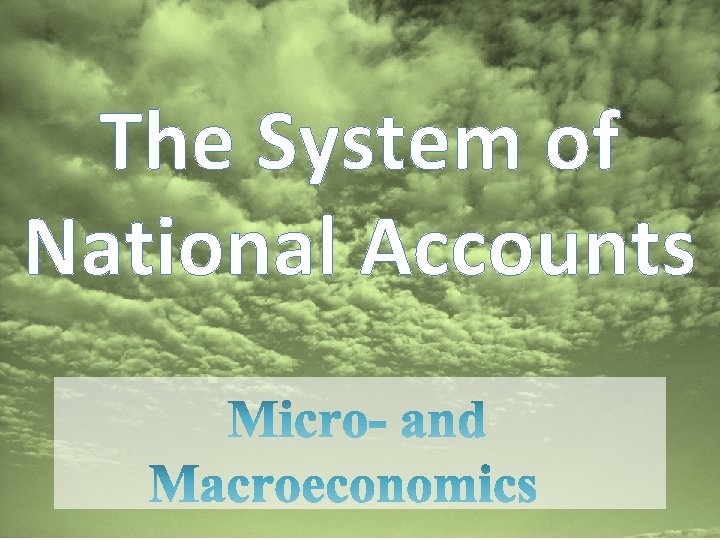 The System of National Accounts 