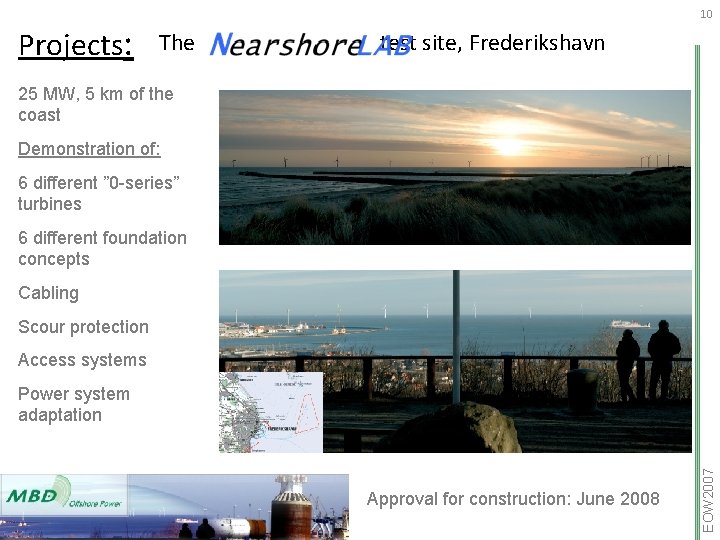 Projects: 10 The test site, Frederikshavn 25 MW, 5 km of the coast Demonstration