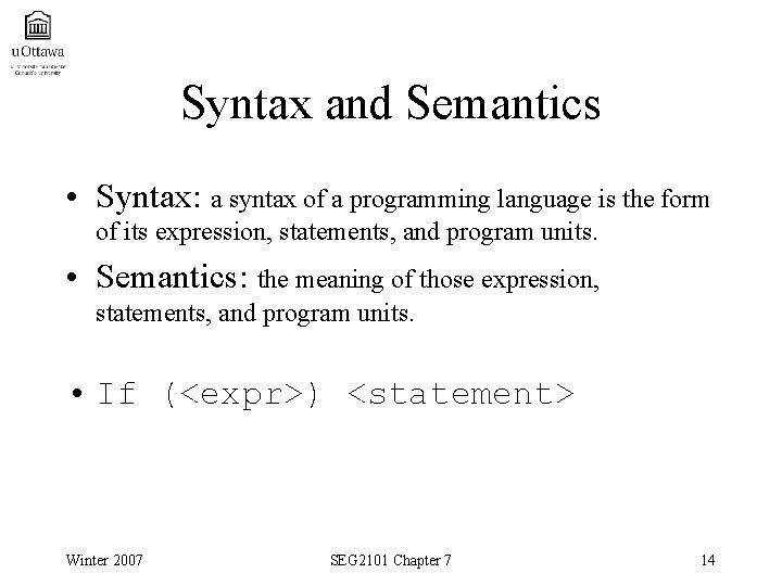 Syntax Application Chapter 7 Introduction to Languages and Compiler Winter