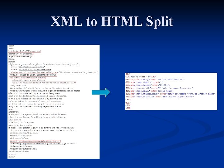 XML to HTML Split 