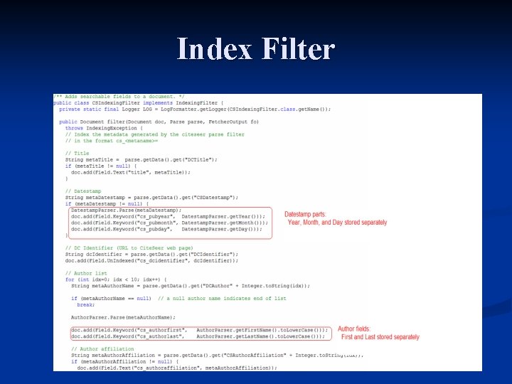 Index Filter 