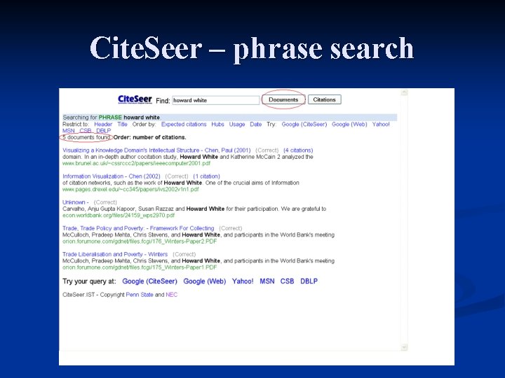 Cite. Seer – phrase search 