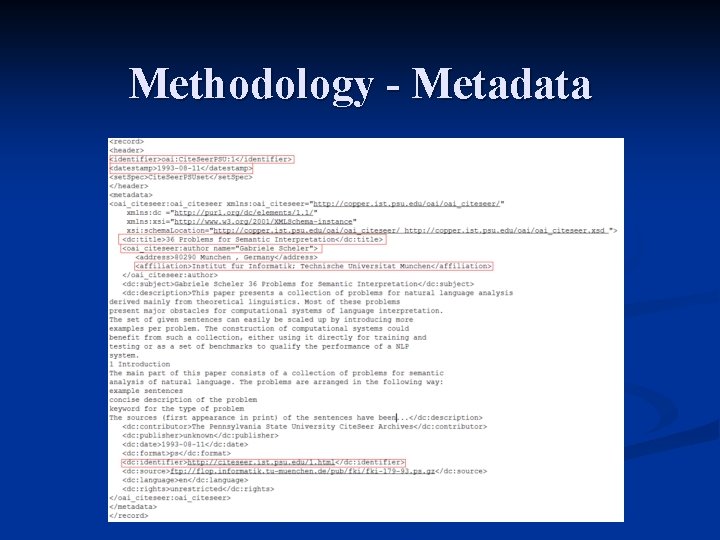 Methodology - Metadata 