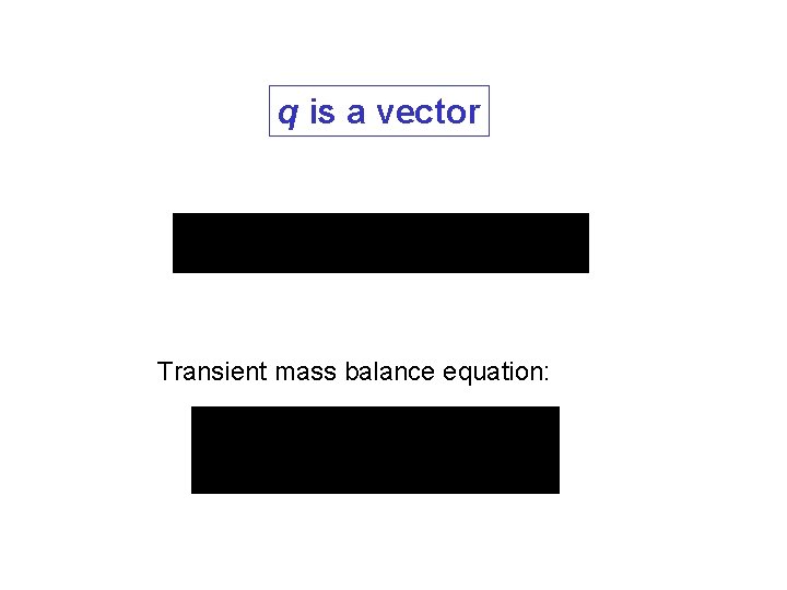 q is a vector Transient mass balance equation: 