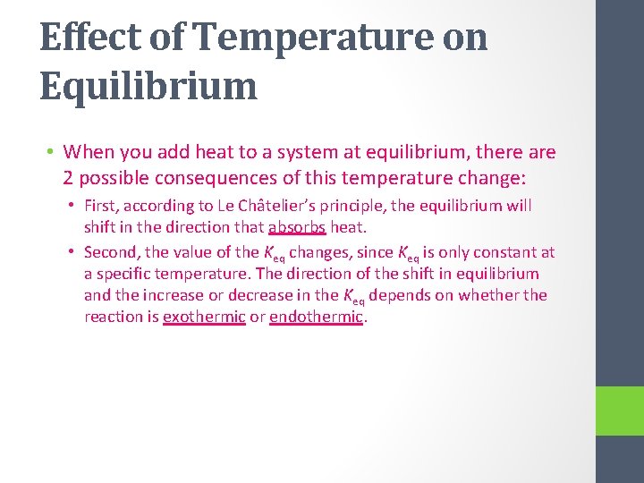 Chem 30 Equilibrium Le Chatelier Le Chteliers Principle