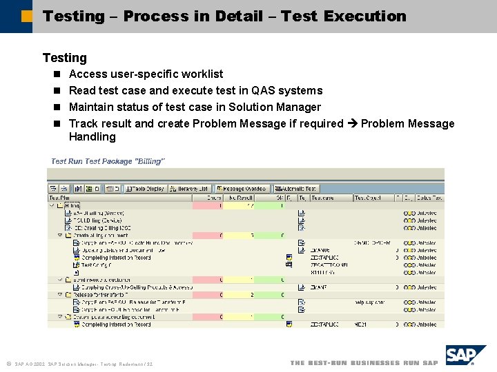 Testing – Process in Detail – Test Execution Testing n n ã Access user-specific