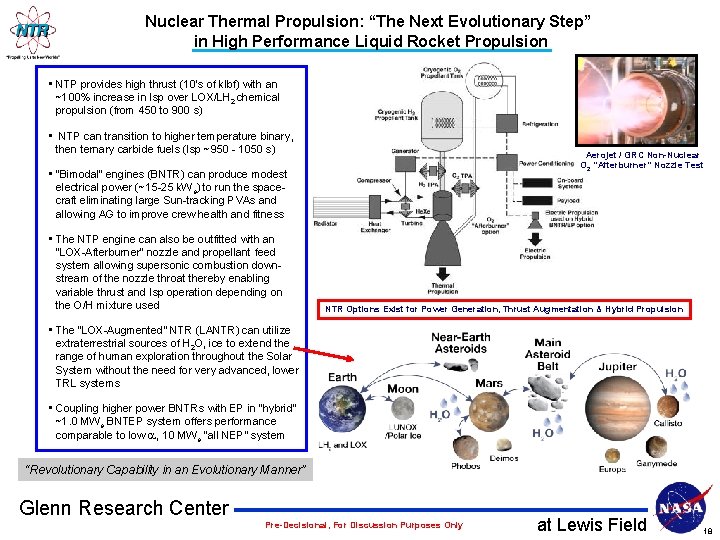 Nuclear Thermal Propulsion: “The Next Evolutionary Step” in High Performance Liquid Rocket Propulsion •