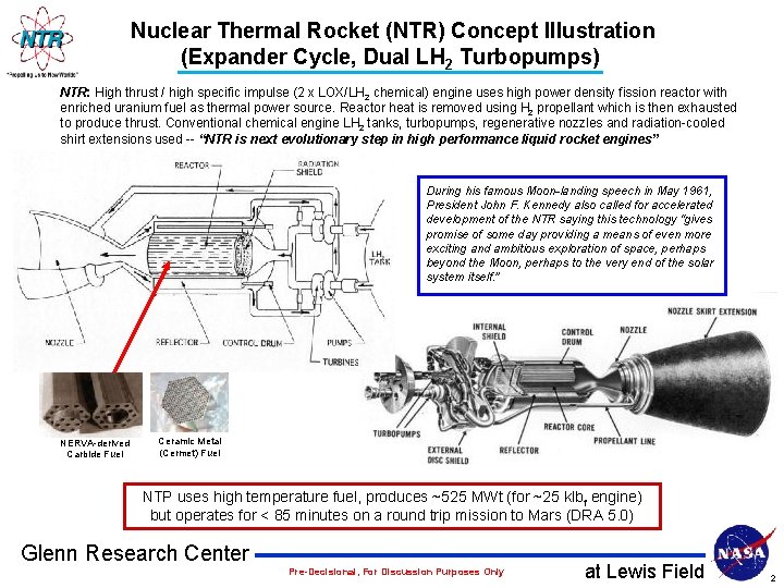 Nuclear Thermal Rocket (NTR) Concept Illustration (Expander Cycle, Dual LH 2 Turbopumps) NTR: High