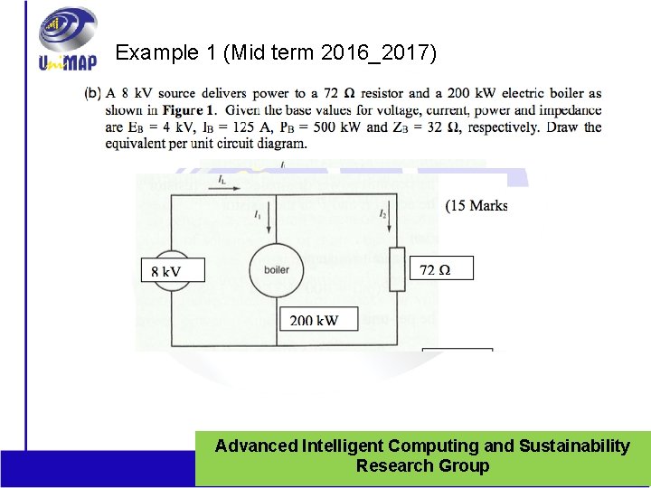 Example 1 (Mid term 2016_2017) Advanced Intelligent Computing and Sustainability 6 Research Group 